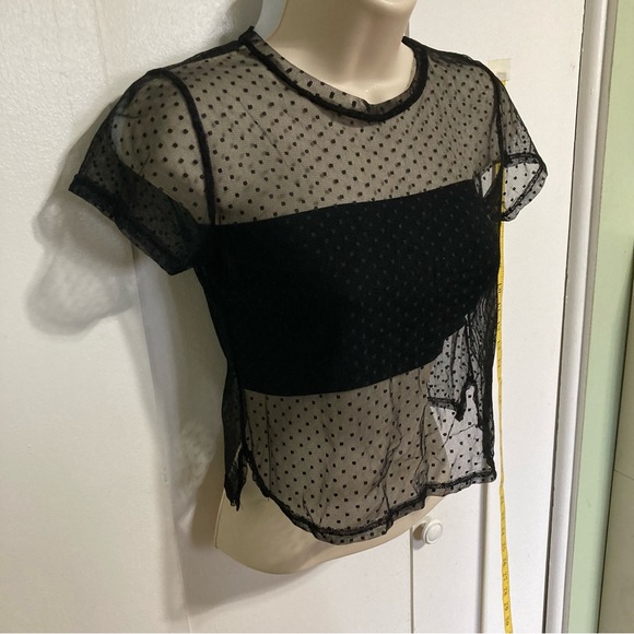Pacsun LA Hearts Polka Dot Black Sheer Crop Top Medium - Picture 7 of 10